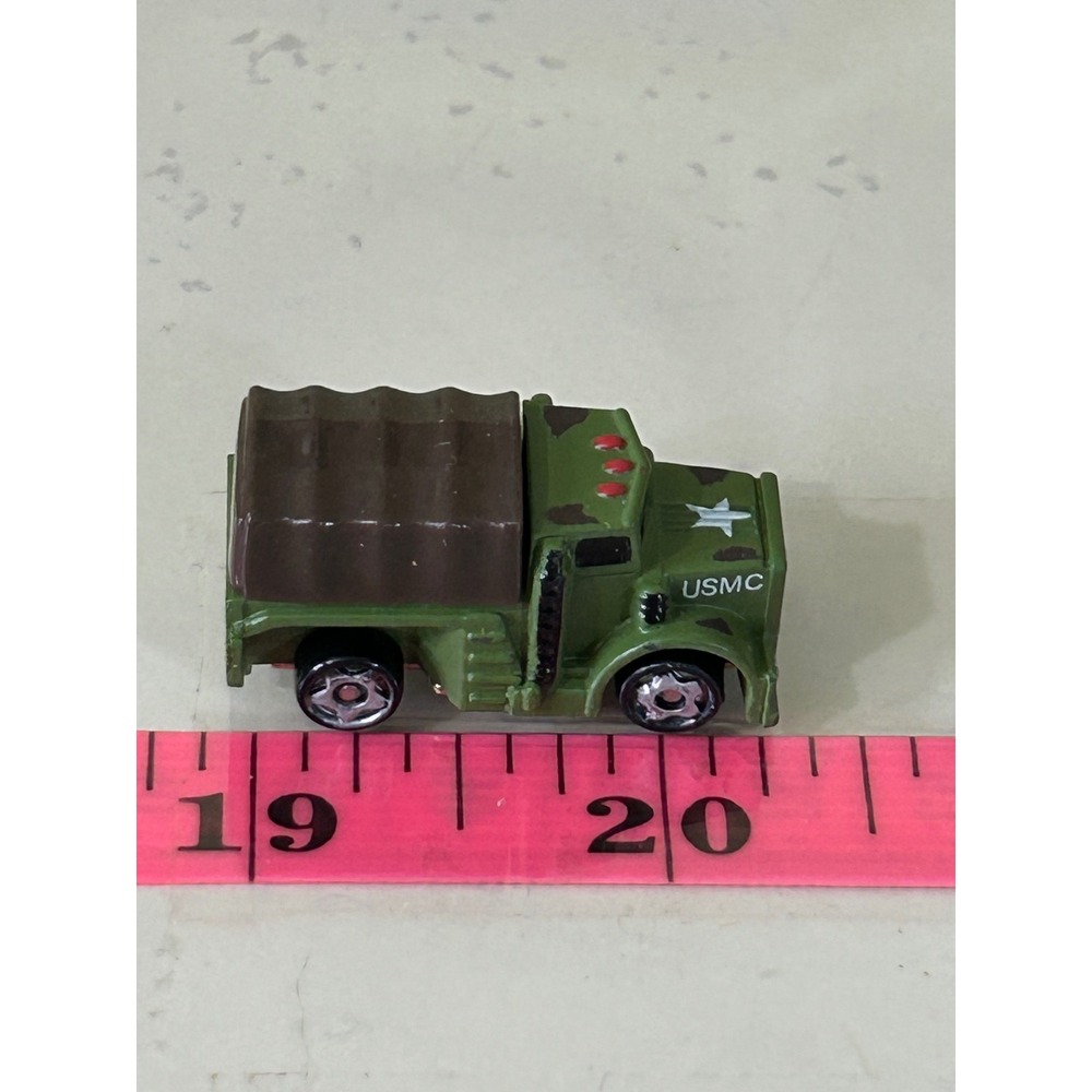 Vintage Micro Machines USMC Military Cargo Truck Green Camo Diecast Toy Vehicle